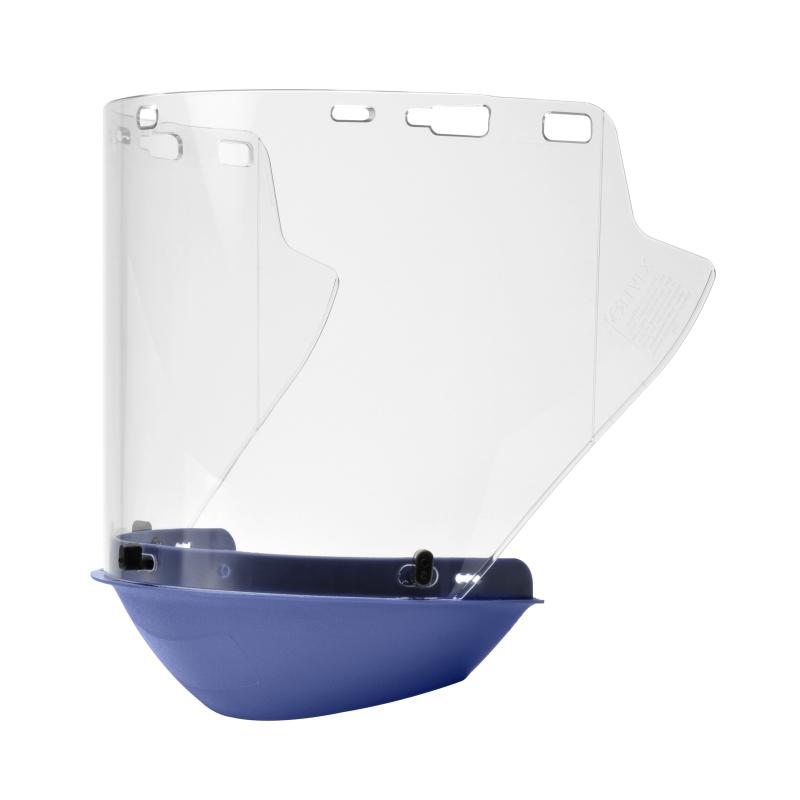 ELVEX CLEAR FACE SHIELD WITH CHIN PROTECTOR, MOLDED CYLINDER LEXAN PC