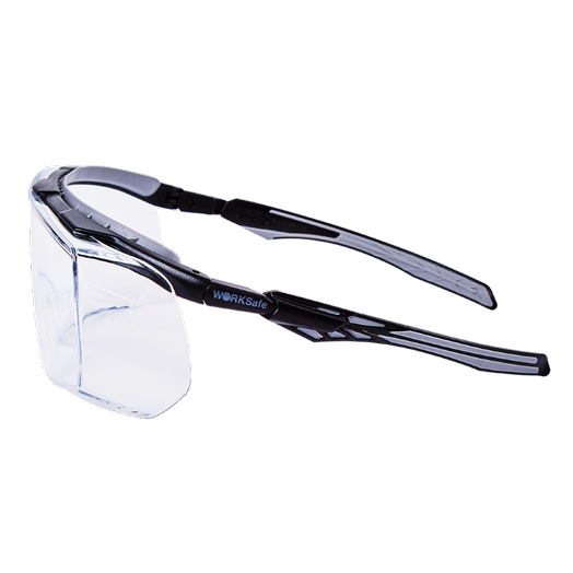 Worksafe Razor E3067 Soft Temple Adjust and Inclination Matt Black Frame with Grey Browguard, Clear Anti-Fog Lens
