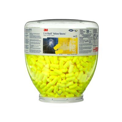 3M 391-1004 E-A-Rsoft Yellow Neons One Touch Refill Uncorded Earplugs (500Pairs/Box)