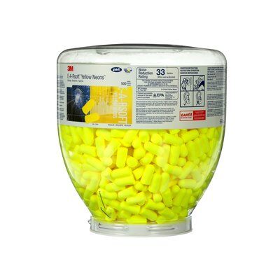 3M 391-1004 E-A-Rsoft Yellow Neons One Touch Refill Uncorded Earplugs (500Pairs/Box)