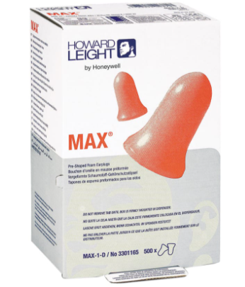 HOWARD LEIGHT MAX-1-D EARPLUGS FOR DISPENSER ( 500PRS/BOX )