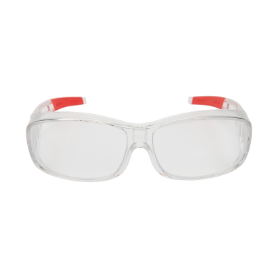 Worksafe Airspex, Transparent Clear Frame with Red Tips, Clear Hard-Coated Lens
