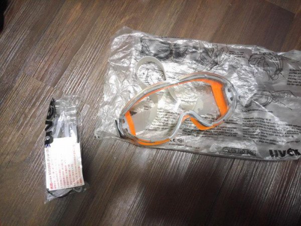 Uvex Ultrasonic Safety Goggles,  Orange/Grey Frame With Clear Lens