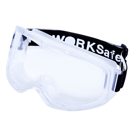 WORKSAFE STINGER ACETATE SAFETY GOGGLES, TRANSLUCENT CLEAR FRAME, CLEAR ANTI-FOG LENS WITH WOVEN STRAP