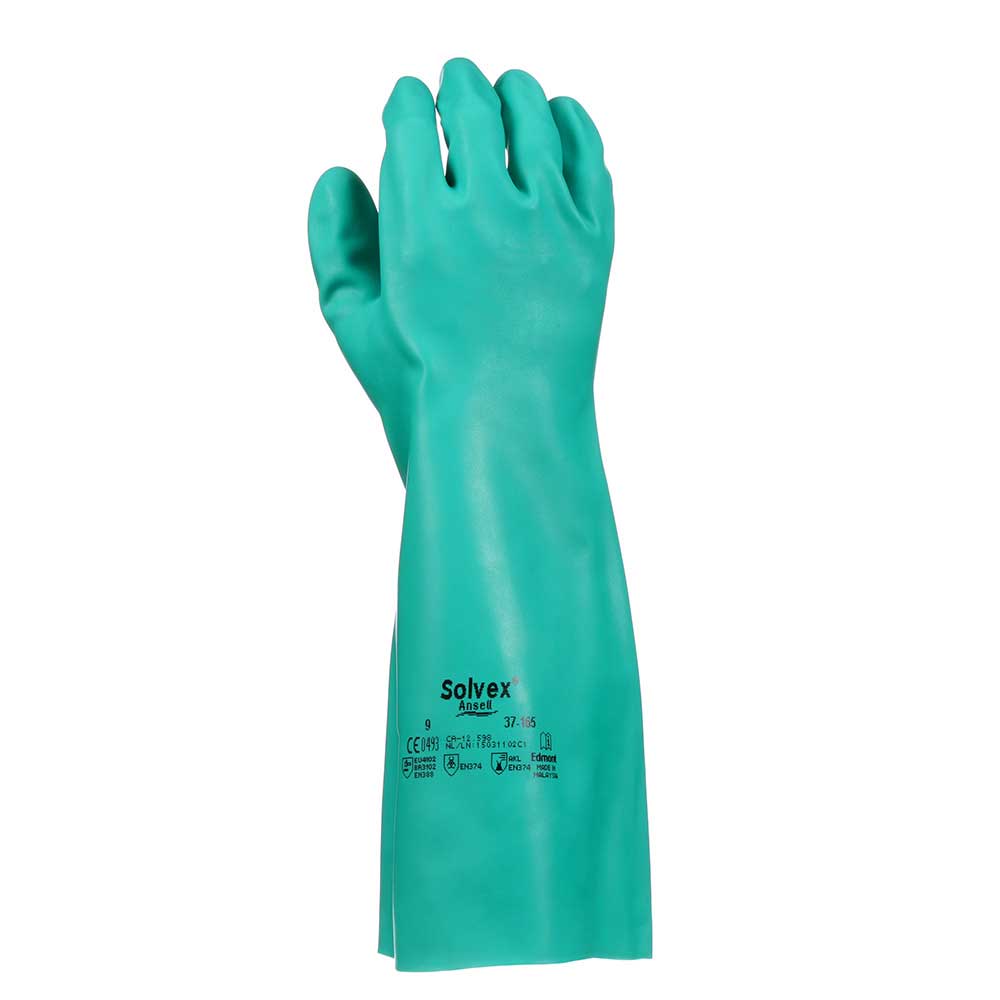 Ansell Edmont Solvex Unsupported Nitrile Chemical Resistant Gloves 22Mil,15", Straight Cuff S10