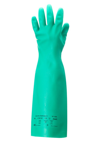 Ansell Edmont Solvex Unsupported Nitrile Chemical Resistant Gloves 22Mil,18", Straight Cuff S8