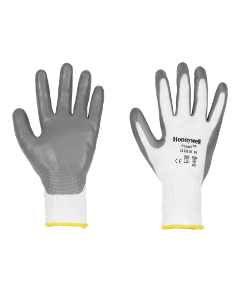 Honeywell White Polyamide Knitted, Grey Nitrile Coating On The Palm, Size 7 (100Prs/Case)