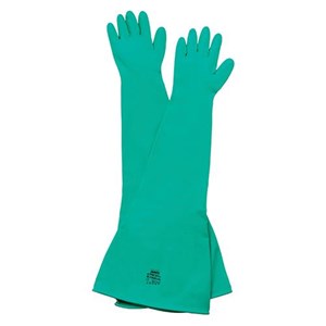 North Nitrile Glovebox (Dry Box) Glove,8" Dia Cuff, 18 Mil, 32" Length, Ambidextrous, Sizes 9Q