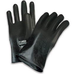 North Butyl Unsupported Chemical Resistant Gloves, Smooth Grip, Rolled Bead - Length 11"/ 13 Mil Sizes 8/M (1 Pair/Bag, 288 Prs/Case)
