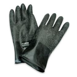 North Butyl Unsupported Chemical Resistant Gloves Size 8, Rough Grip-Saf/Rolled Bead,14"/17Mil (144Prs/Case)