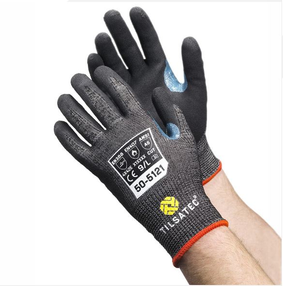 Tilsatec Medium Weight Cut Resistant Gloves, Cut Level E Foam Nitrile Palm Coated With Thumb Reinforcement, S9/L (Previously Ttp010Nbr)