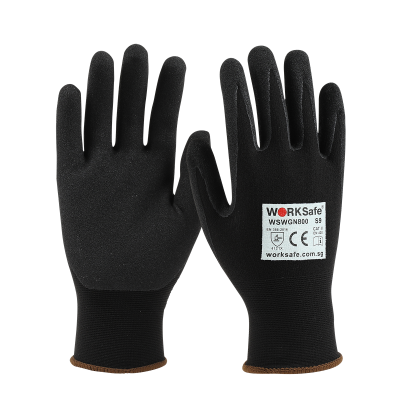 Worksafe N800 Nitrile Micro-Foam Seamless Nylon Liner Gloves, Size 9