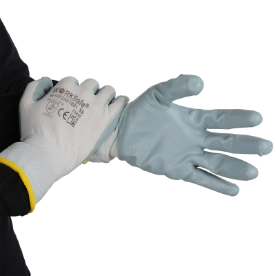 Worksafe Nf1001 Nitrile Foam Seamless Nylon Liner Gloves Size 9
