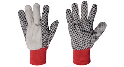 Workgard 10Oz Cotton Polkadot Safety Gloves With Red Cuff, 12 Pairs Per Bag