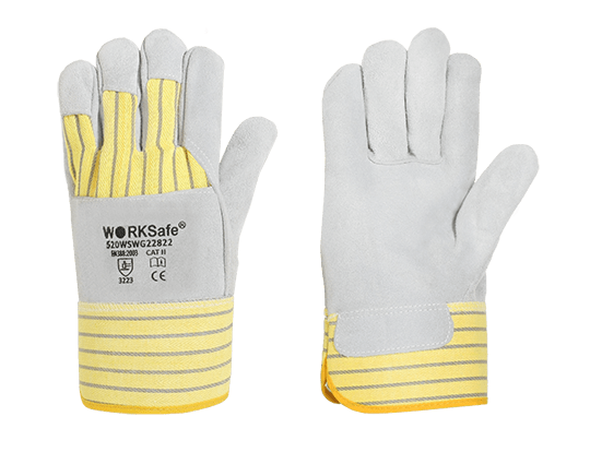 WORKSAFE GARE PATCH LEATHER WORK GLOVES - FREE SIZE