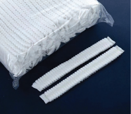 Disposable 10G Pp Non-Woven Hairnet Stripe, 21' Double Elastic, White Colour (100Pcs/Bag)