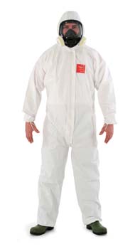 ANSELL ALPHATEC 2500-WH PLUS MODEL 111 C/W 3 PIECE HOODS COVERALL,TAPED SEAMS PLUS 2 WAY ZIP - LARGE (35PCS/BOX)