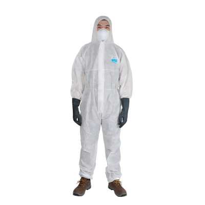 WORKSAFE CHEMPRO 1500 CHEMICAL RESISTANT COVERALL WITH HOOD, WHITE, SIZE XXL