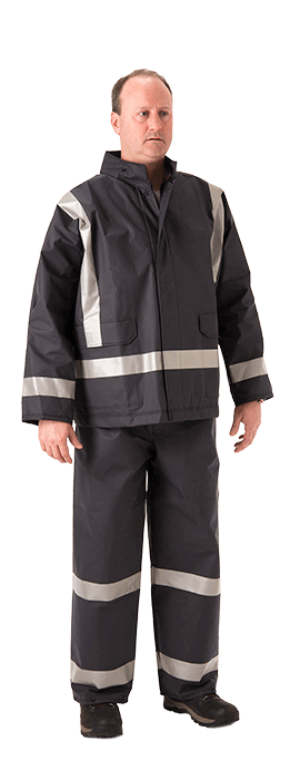 Nasco Petrostorm Multi-Hazard Outerwear, Jacket With Reflective, Navy Blue, Size L