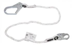 Miller 6' Rope Lanyard W/1 Locking Snap Hook & 1 Locking Rebar Hook (2-1/2"), 5/8" Polyester
