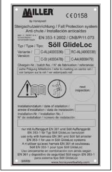Miller Soll Identification Plate Guide-Rails - Chapter C Y-Spar Stainless Steel