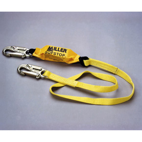 MILLER LANYARDS WITH SOFSTOP SHOCK ABSORBER WITH LOCKING SNAP HOOK AND D-RING