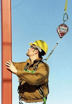 Honeywell Mightylight Self Retracting Block 175' Stainless Steel Wire Rope (3/16") Lifeline W/Carabiner & Tagline