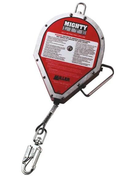 HONEYWELL MIGHTYLITE SELF RETRACTING LIFELINE WITH STAINLESS STEEL WIRE ROPE (3/16-IN.[5MM] W/TAGLINE AND CARABINER
