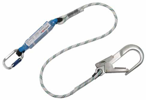 WORKSAFE® ENERGY ABSORBER WITH KERNMANTLE SAFETY LANYARD, FITTED WITH AL SCAFFOLD HOOK W/O CARABINER