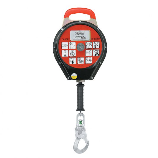 WORKSAFE® SELF-RETRACTING LIFELINE, PLASTIC CASE, GALVANISED STEEL CABLE (10M) WITH FALL INDICATOR SNAP HOOK AZ031TI