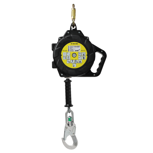 Worksafe Self-Retracting Lifeline, Black Plastic Case, Galvanised Steel Cable (10M) With Fall Indicator Snap Hook Az002Asi