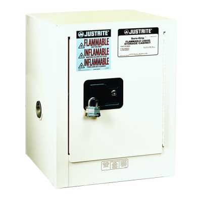 JUSTRIE SURE-GRIP® EX COUNTERTOP FLAMMABLE SAFETY CABINET, 4 GALLON, 1 SELF-CLOSE DOOR, WHITE