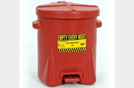 EAGLE 6 GAL POLY OILY WASTE CAN, RED
