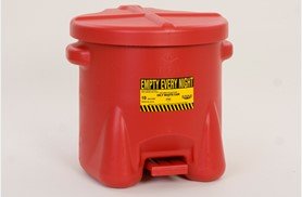 EAGLE 10 GAL POLY OILY WASTE CAN, RED