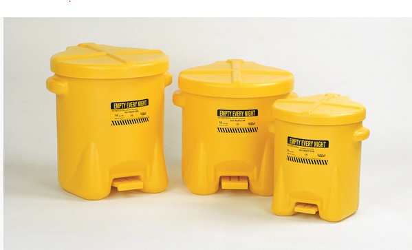 Eagle 14 Gal Poly Oily Waste Can, Yellow