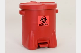 Eagle Safety Biohazardous Waste Cans 14 Gal, Polyethylene - Red W/Foot Lever