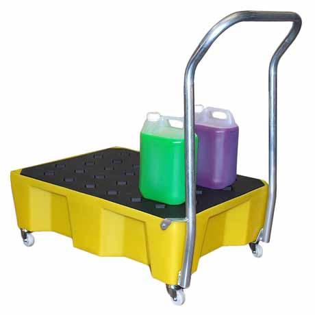 Romold Spill Tray Wheels, Handle & Grid, General Purpose, 66Ltr Bund, Yellow