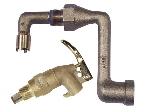 Justrite Brass Drum Siphon Adapter & Brass Self-Closing Faucent