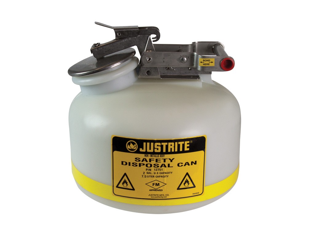 Justrite 2 Gal Polyethylene Can With Stainless Steel Hardware