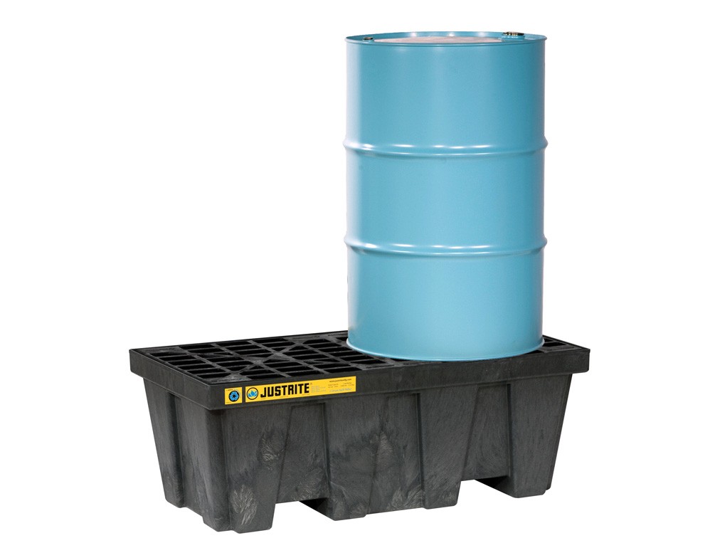 JUSTRITE 2 DRUM ECOPOLY BLEND SPILL CONTROL PALLETS (RECYCLED CONTENT 100%), BLACK