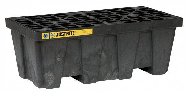 Justrite 2 Drum Ecopoly Blend Spill Control Pallets (Recycled Content 100%), Black