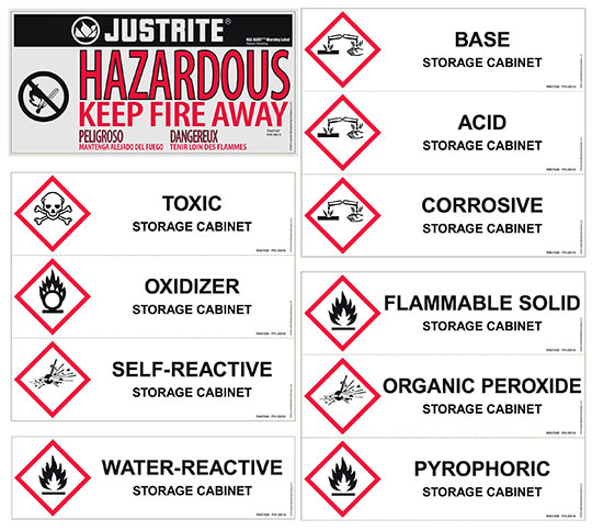 Justrite Replacement/ Retrofit Label Pack For Hazardous Material Cabinets