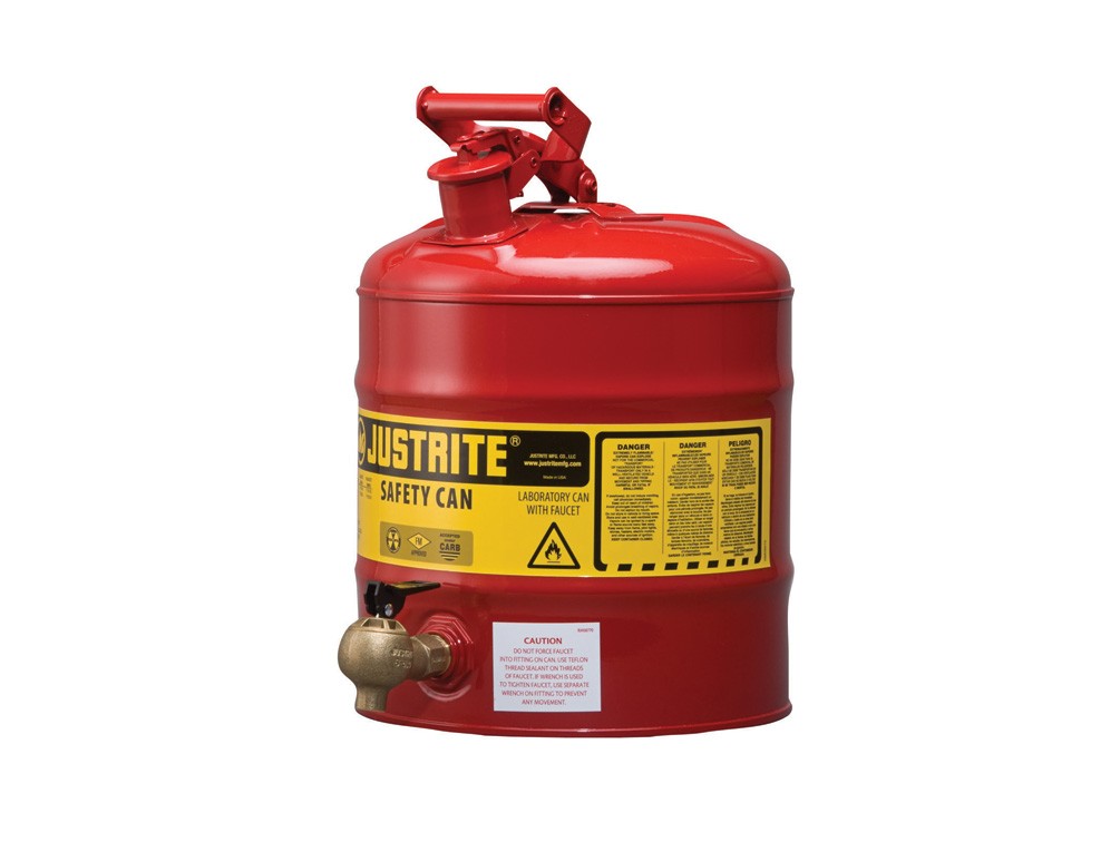 Justrite 5 Gallon Safety Can With Faucet 08540