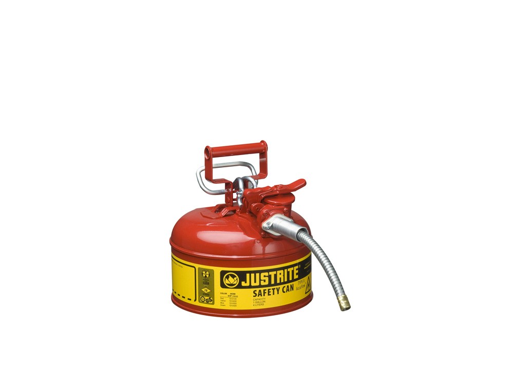 JUSTRITE 1GAL/4L TYPE II ACCUFLOW SAFETY CAN RED 5/8 HOSE
