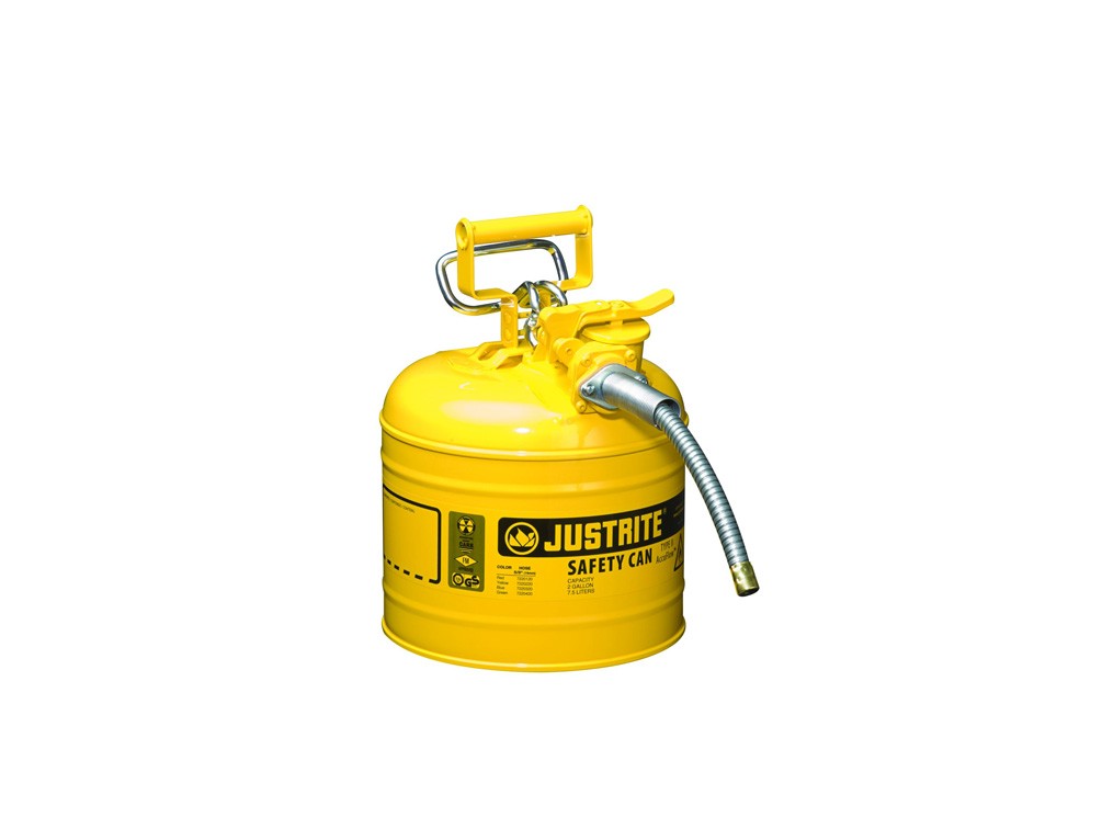 Justrite 2 Gallon Safety Can, 5/8" Hs, Type Ii Accuflow, Yellow