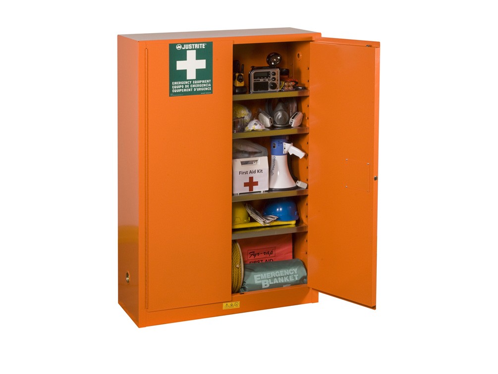 Justrite Emergency Cabinet, 65"X43" Orange
