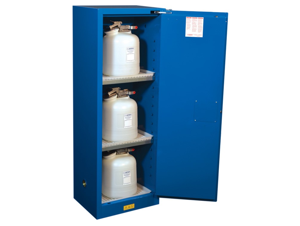 Justrite 22 Gal Chemcor Slimline Safety Cabinet For Hazardous Materials, Self Close