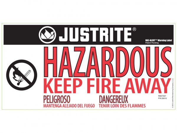 Justrite 60 Gal Sure-Grip Ex Hazardous Material Steel Safety Cabinet, 2 Doors Self Close