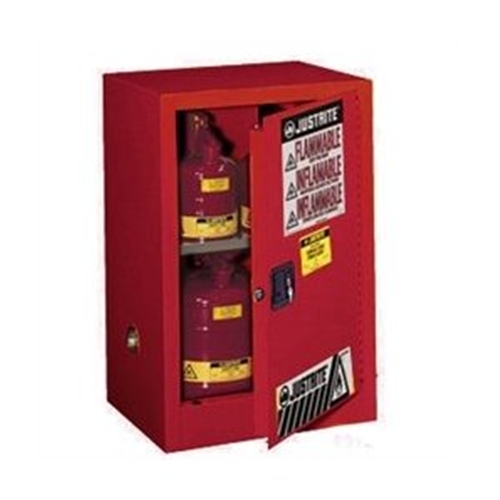 JUSTRITE 12 GAL COMPAC CABINET, 1 DOOR SELF CLOSING FLAMMABLE SAFE EX, RED