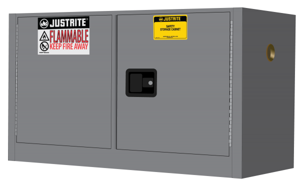Justrite Sure-Grip® Ex Piggyback Flammable Safety Cabinet, 17 Gallon, 2 Manual Close Doors, Gray